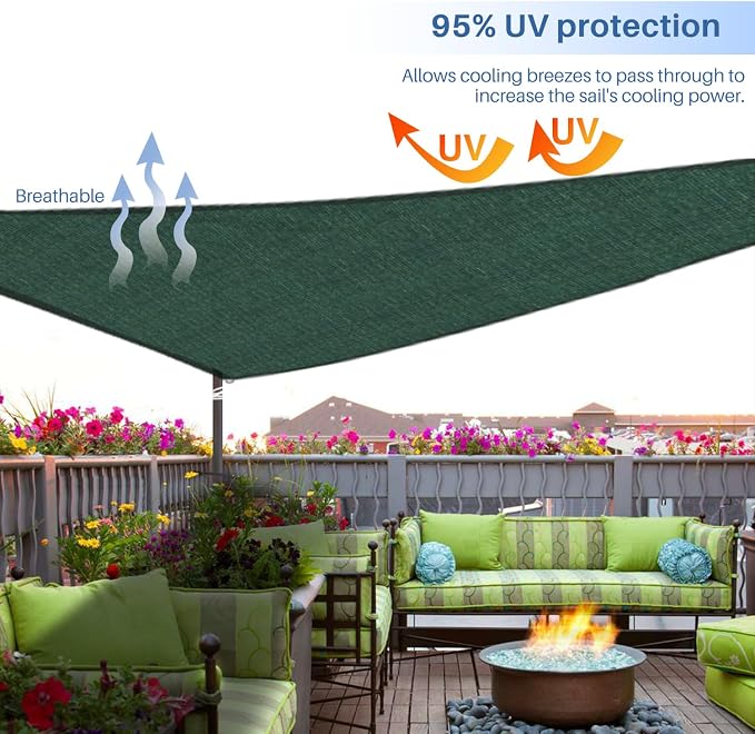E&K Sunrise 19' x 19' x 19' Sun Shade Sail Triangle Canopy Shade Cover UV Block - Image 5