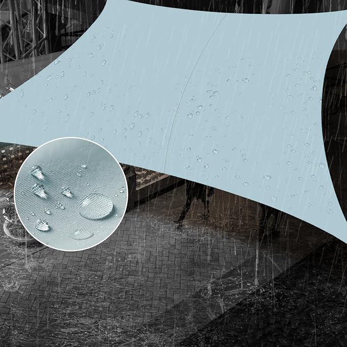 SUNNY GUARD Waterproof Sun Shade Sail 10' x 13' Sky Blue Rectangle UV Block by SUNNYGUARD