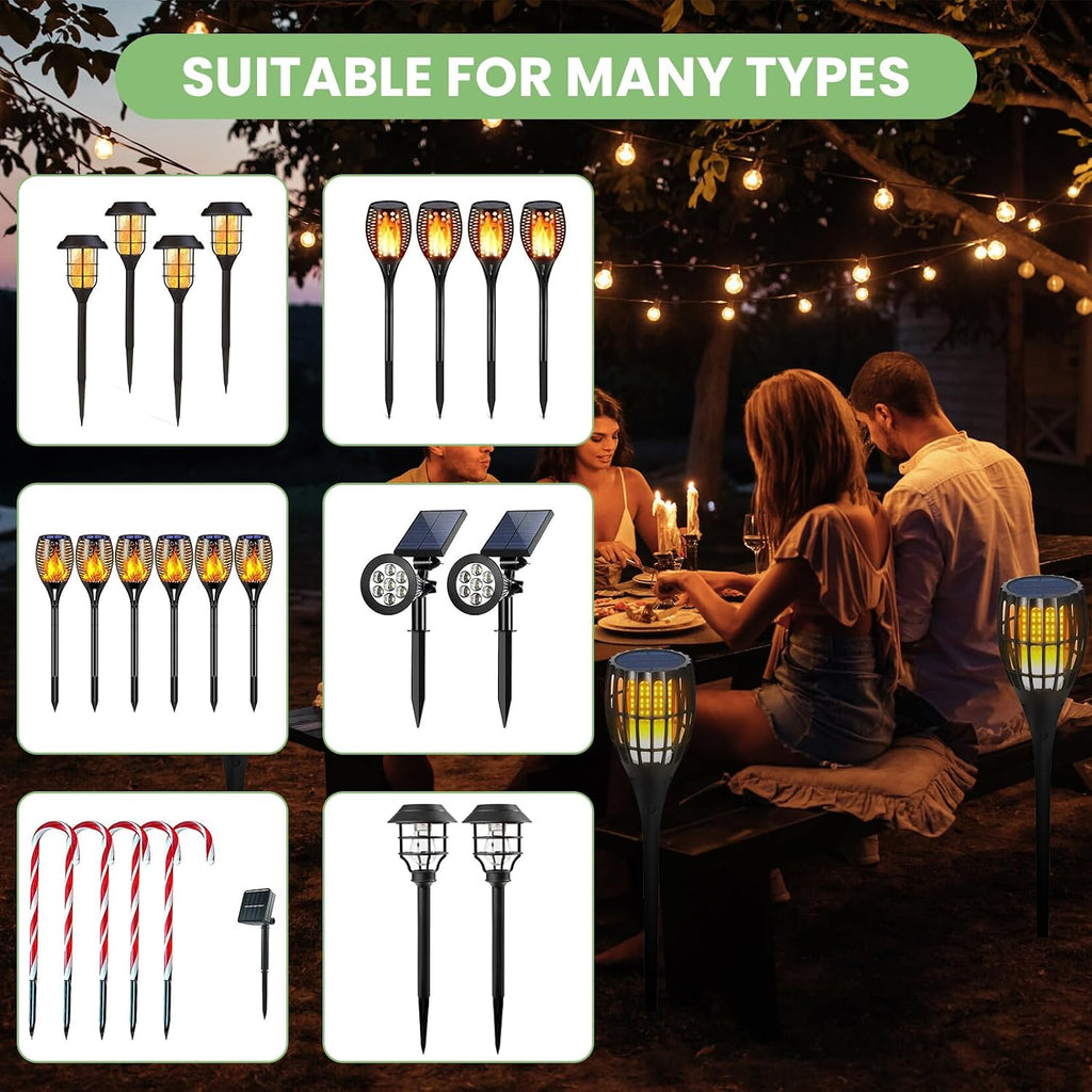 15 Pcs 8.25 Inch ABS Plastic Ground Spikes for Solar Torch Lights | Black Replacement Stakes for Garden Pathway Markers