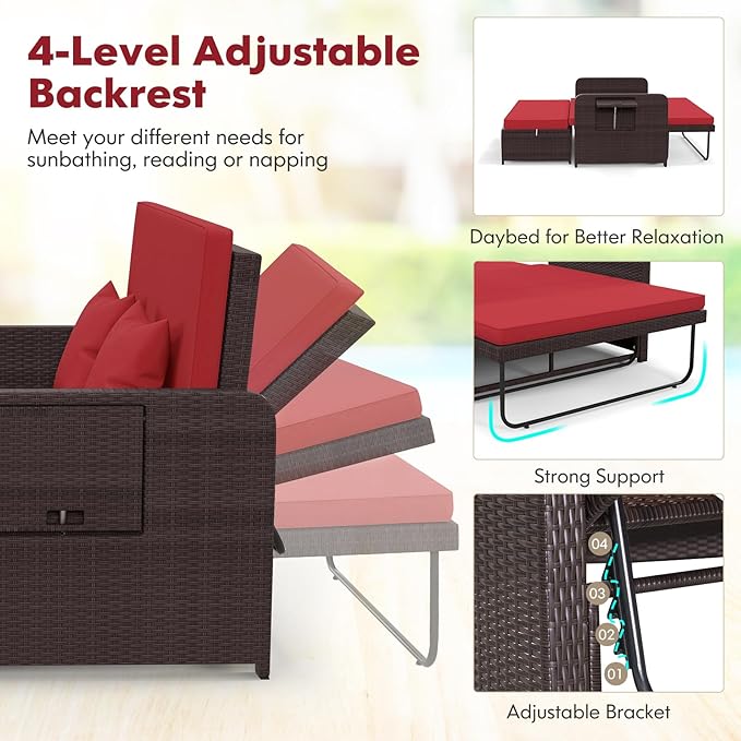 RELAX4LIFE Wicker Patio Outdoor Daybed - Image 3