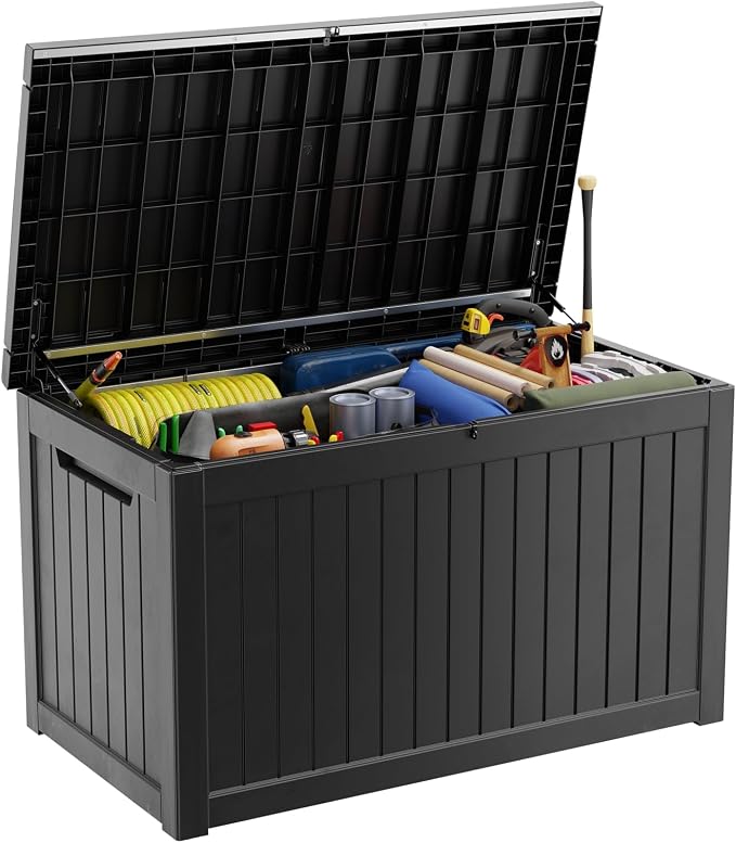 281 Gallon Outdoor Storage Box Waterproof, Large Resin Patio Deck Boxes by MAIUSCOLI