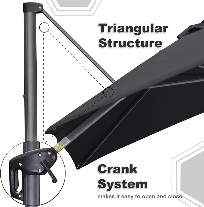 PURPLE LEAF 9' X 11.5' Patio Umbrella Outdoor Cantilever Rectangle Umbrella - Image 4