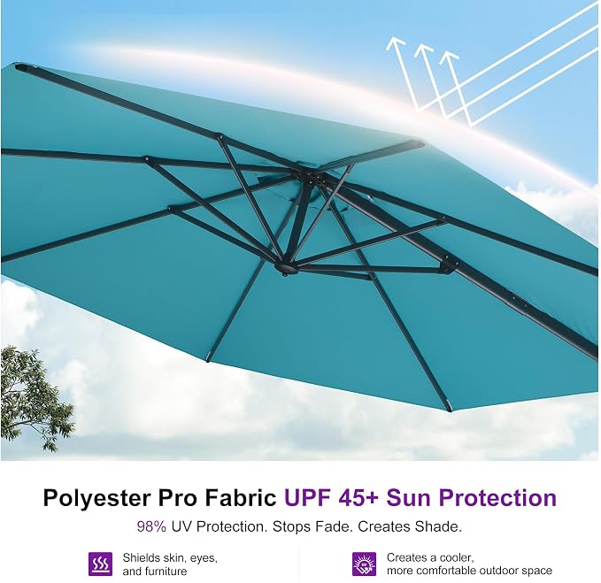 PURPLE LEAF 11 Feet Patio Cantilever Umbrella - Image 7