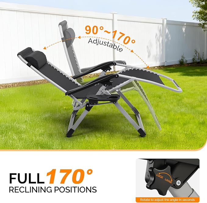 VINGLI Padded Zero Gravity Chair, Lounge Chair - Image 5