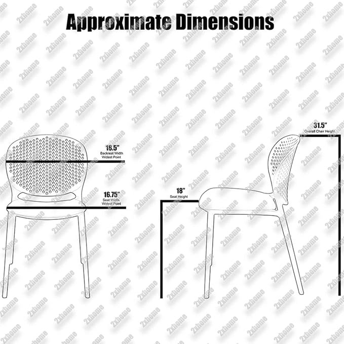 2xhome Set of 4 Patio Dining Chairs | Modern Stackable Outdoor Pool Side Chair - Image 3