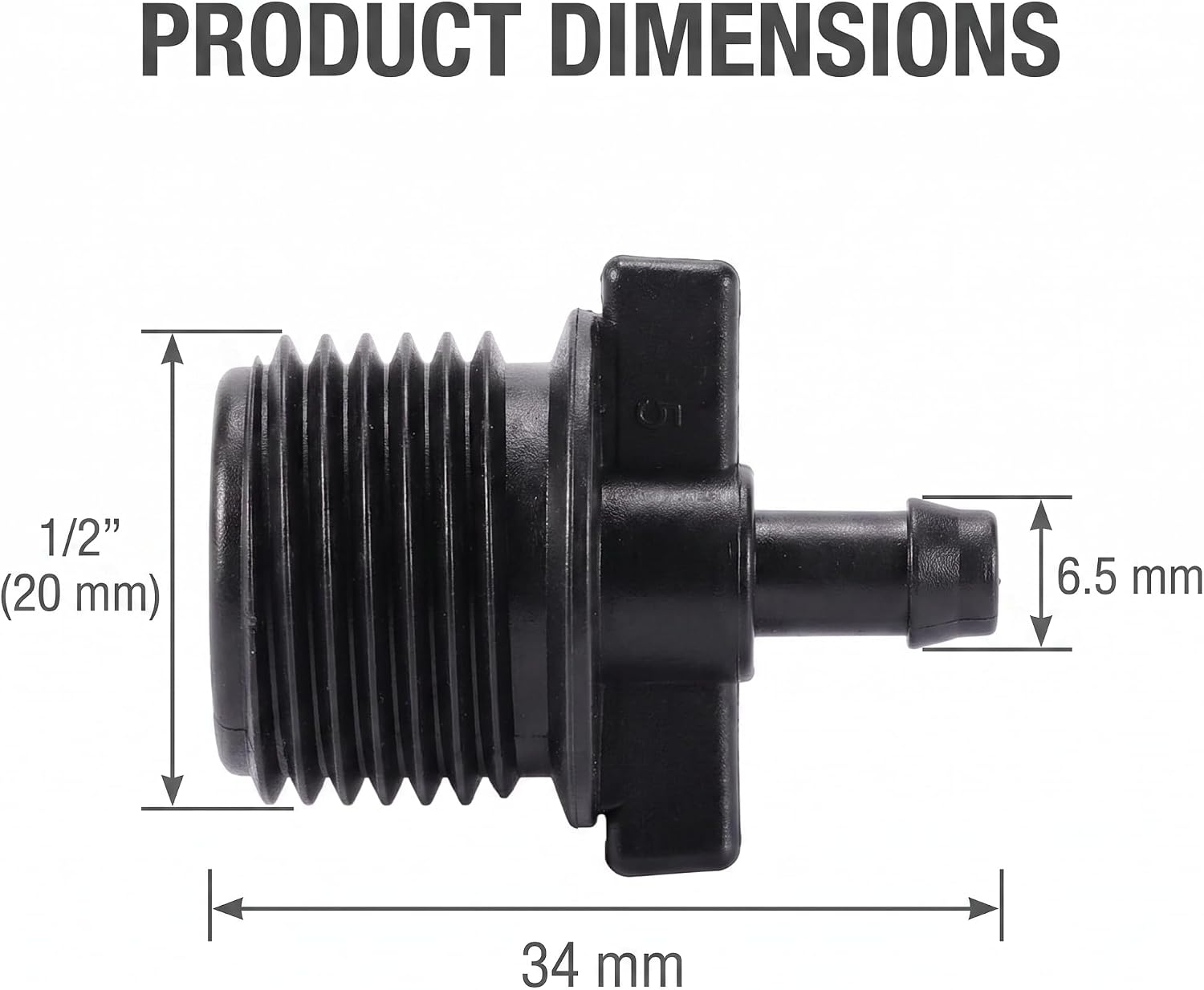 20pcs Black Water Pipe Fitting 1/2" Thread to 1/4 inch,Strong and Long-Lasting Connector Irrigation Drip Pipe 4/7 mm Garden Drip Hose Water Quick Coupling Parts,Hose Connectors and Accessories