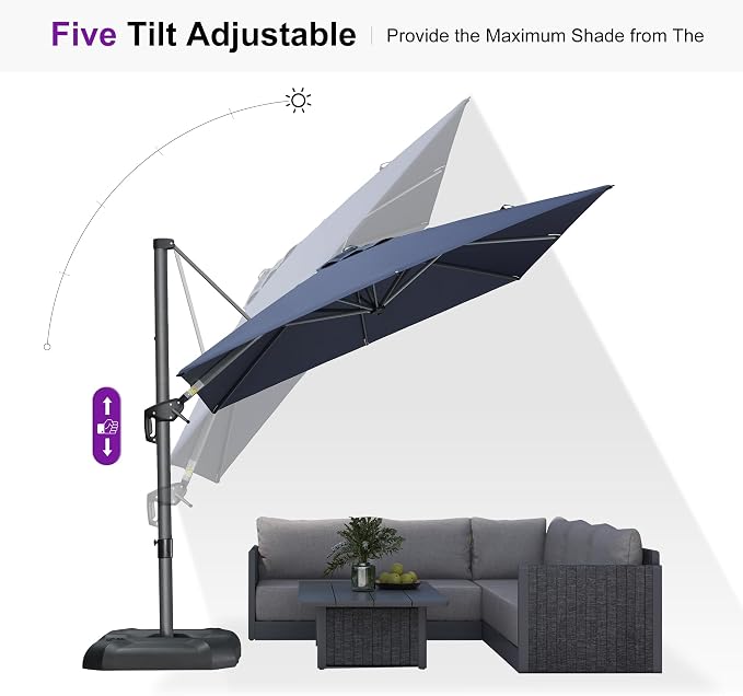 PURPLE LEAF 8 Feet Square Cantilever Umbrella Patio Umbrella - Image 8