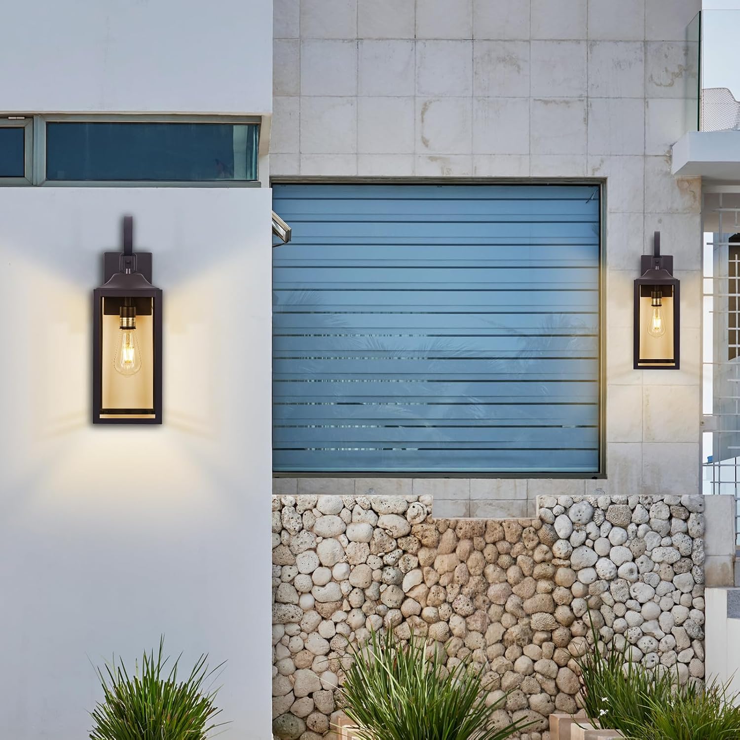 Large Bronze Outdoor Wall Lantern 19" Outside Lights for House | Exterior Light Fixture Oil-Rubbed Bronze, Industrial Wall Mount Farmhouse Wall Sconce Waterproof, Porch Lighting for Patio