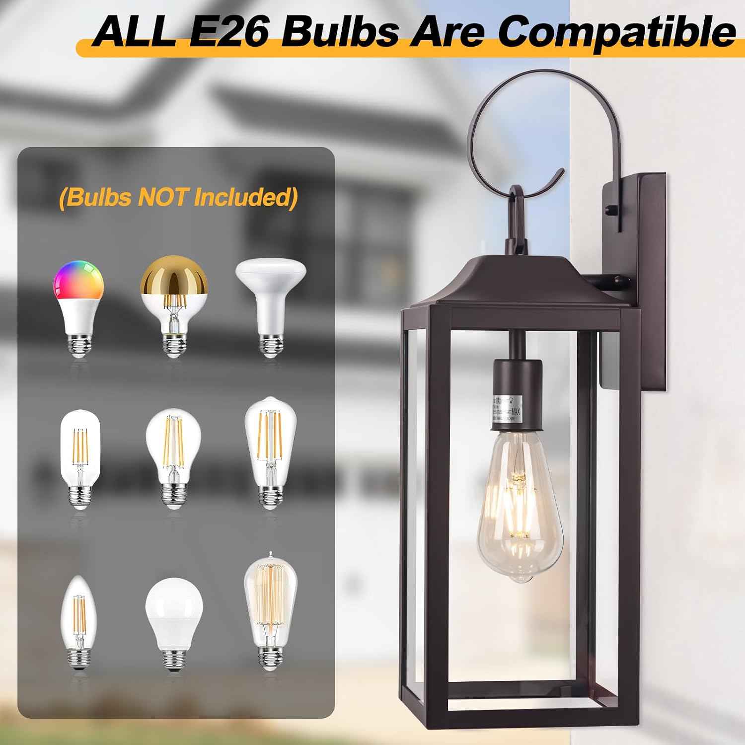 Large Bronze Outdoor Wall Lantern 19" Outside Lights for House | Exterior Light Fixture Oil-Rubbed Bronze, Industrial Wall Mount Farmhouse Wall Sconce Waterproof, Porch Lighting for Patio