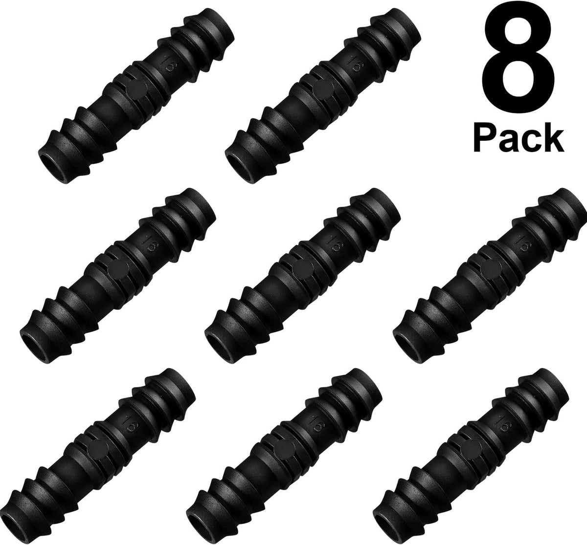 Maitys 8 Pcs 1/2 Inch Soaker Hose Connectors for Drip Irrigation,Elbow | Soaker Hose Repair Kit, Barb Inline Coupler, Plastic Durable, Fits Pipes with an Inner Diameter of 13 Mm, Easy to Install