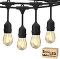 Svater 144 FT Outdoor String Lights 2W LED Outside Edison Waterproof ETL | Patio Light for Outside with 48 Antique S14 Bulbs, IP65 Hanging Bistro Cafe Market , Dimmable 2700K (48*3)