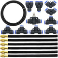 CESFONJER 5M PE Air Hose Pipe Tube Kit, with 6 Pcs Quick Sprinkler Head Universal Adjustment, Watering and Flower Watering Irrigation Micro Spray New Nozzle and 10 Pcs Air Push Quick Fittings