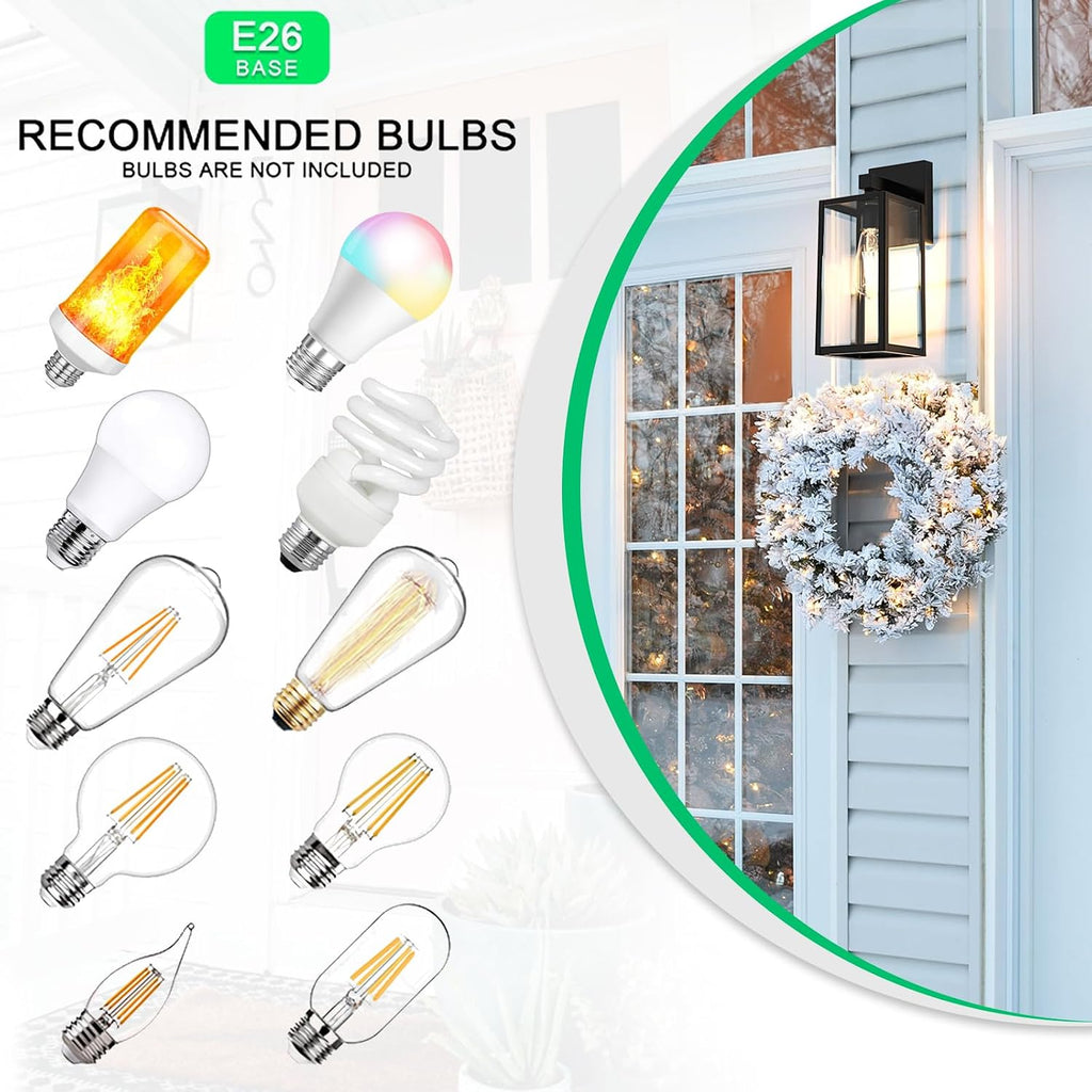 MAXvolador Outdoor Wall Light Fixture, Exterior Waterproof Wall Lantern | Porch Wall Sconce Black, Anti-Rust, E26 Socket, Clear Glass, Outside Wall Mount Light, Front Door Lighting for Patio Garage