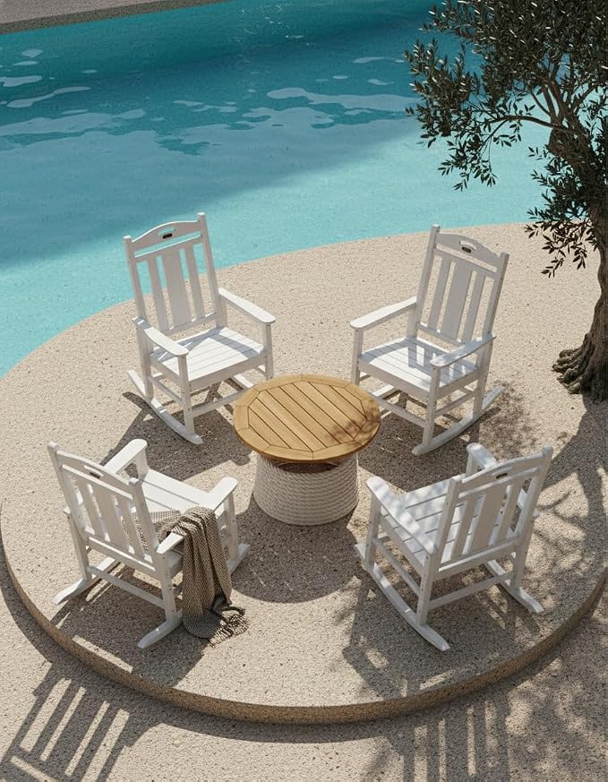 Ciokea Oversized Outdoor Rocking Chairs Set of 3, 380lbs Heavy-Duty Large Patio - Image 2