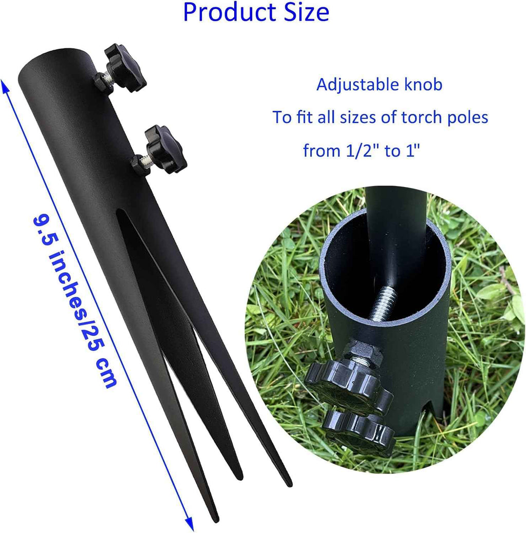 4 Pcs Steel Torch Stakes,Garden Stakes for Outdoor Lights,Metal Ground Spike Replacement Stakes for Solar Lights & Live Flame Torches,Outdoor Torch Stand Stake for Flagpoles, Fishing Rods