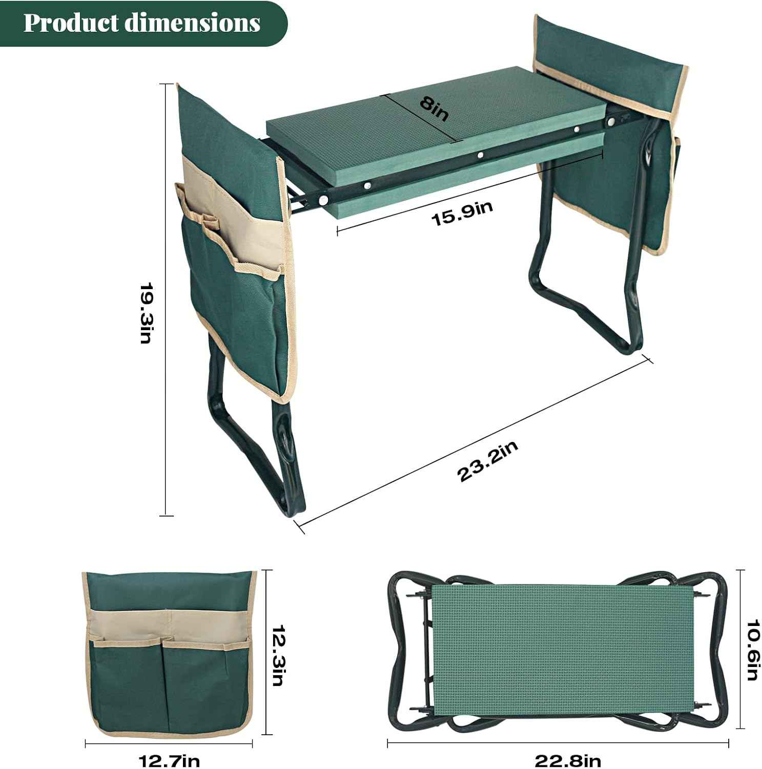 RAIN SPIRIT Garden Kneeler and Seat Gifts Foldable Gardening Stool | with Thicken & Widen Soft Kneeling Pad,Garden Kneeler and Seat, Gardening Gifts for Women Mom Men Seniors
