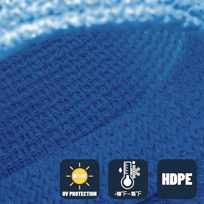 SUNNY GUARD Sun Shade Sail 8'x12' Rectangle Blue UV Block Sunshade - Image 4