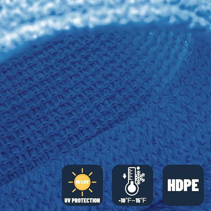 SUNNY GUARD Sun Shade Sail 16'x16'x16' Triangle Blue UV Block Sunshade - Image 4