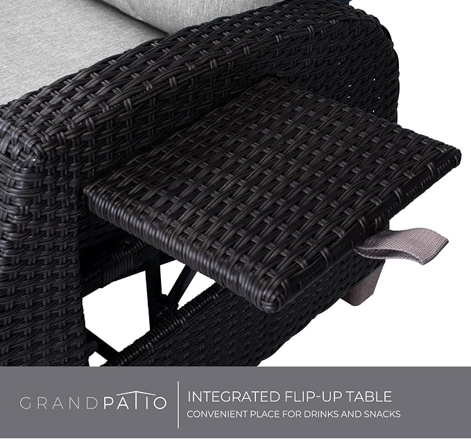 Grand patio Outdoor Recliner Chair Patio 150° Lay Flat Recliner - Image 5