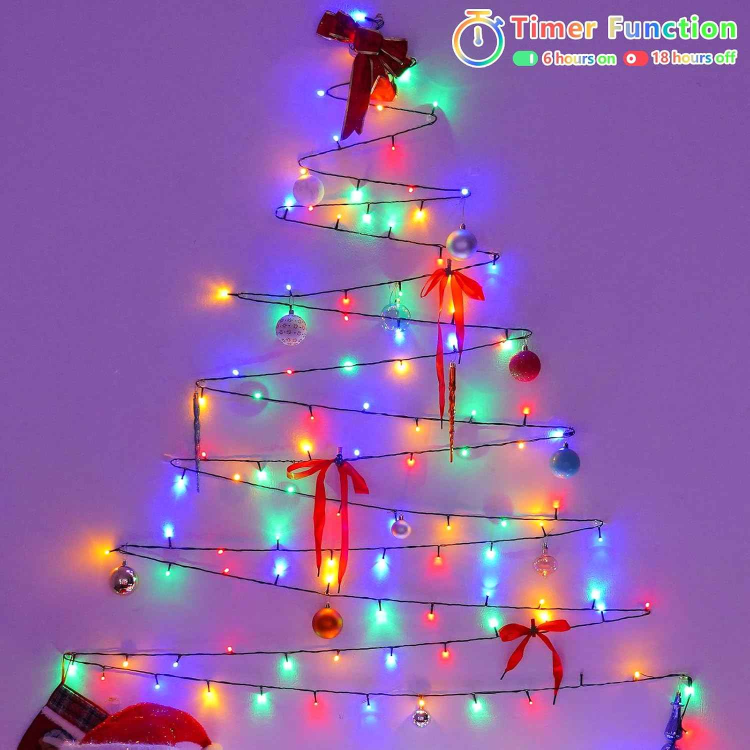 YEGUO 165ft 500 LED Multicolor String Lights Outdoor Waterproof, Green Wire Christmas Lights Indoor, 8 Modes Twinkle Tree Lights Plug in with Memory Timer for Holiday Festival Xmas