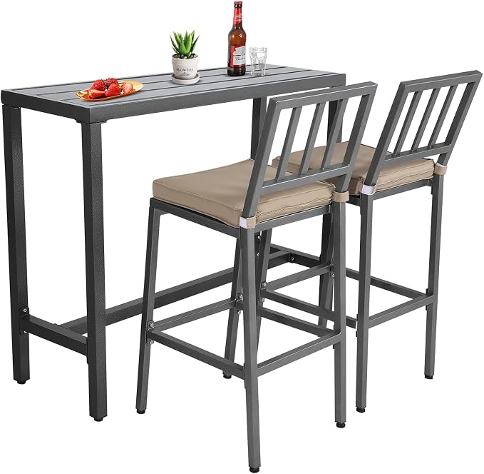 Outdoor Patio Bar Set, Bar Height Patio Dining Set, Weather-Resistant Bistro by Sumshadow