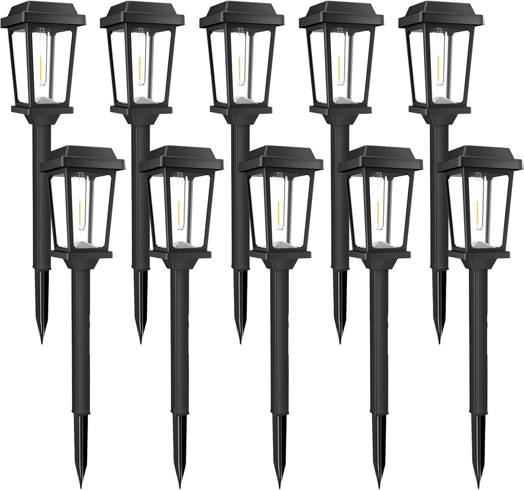 Solar Pathway Lights Outdoor 10 Pack, LED Solar Garden Lights | Auto On/Off Waterproof Solar Lights Outdoor Garden Pathway Lights for Yard Landscape Path Walkway Decorative, Warm White