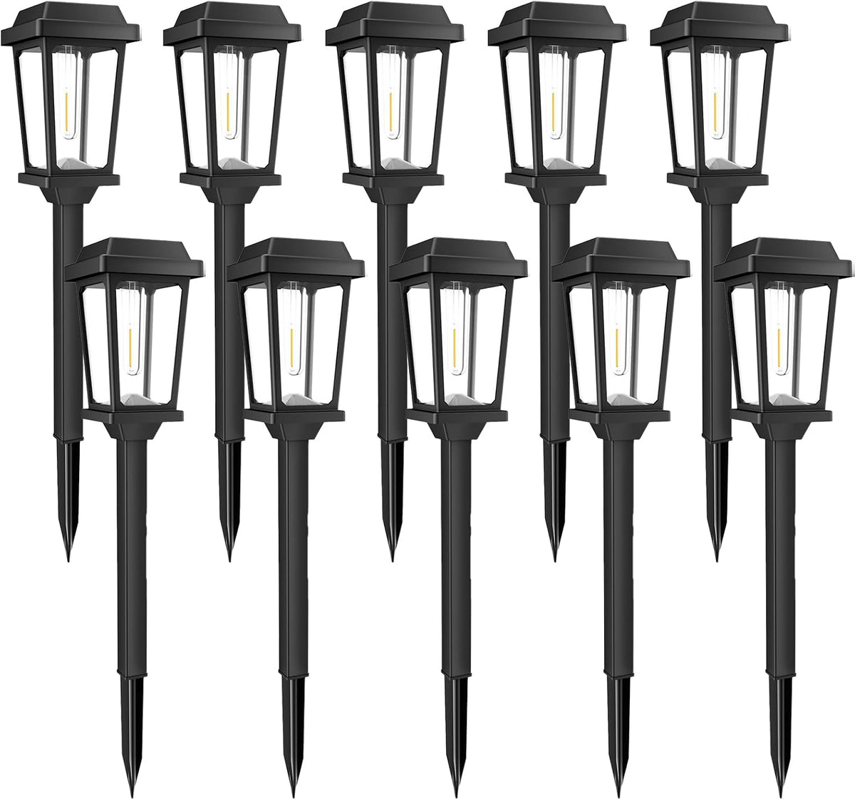 Solar Pathway Lights Outdoor 10 Pack, LED Solar Garden Lights | Auto On/Off Waterproof Solar Lights Outdoor Garden Pathway Lights for Yard Landscape Path Walkway Decorative, Warm White