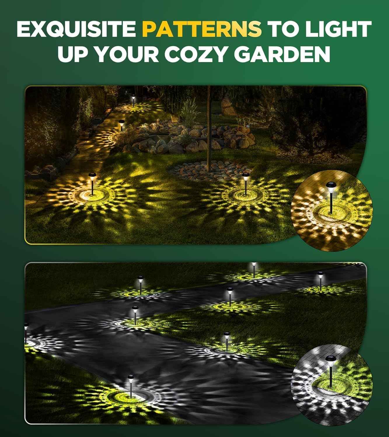 10 Pack Ultra Bright Solar Lights Outdoor Waterproof, from Dusk to Dawn Up to 12H Outdoor Solar Lights, Auto On/Off Solar Powered Garden Pathway Lights, Landscape Lighting Decorative for Yard, Patio