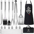 MUJUZE Grilling Accessories,BBQ Grill Sets for Outdoor,Grill Tool Set,Grill Kit for Camping,Backyard,BBQ Accessories with Apron,BBQ Gifts for Men,Grilling Gifts for Men