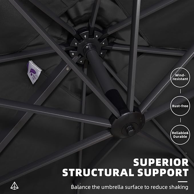 PURPLE LEAF 9' X 11.5' Patio Umbrella Outdoor Cantilever Rectangle Umbrella - Image 5