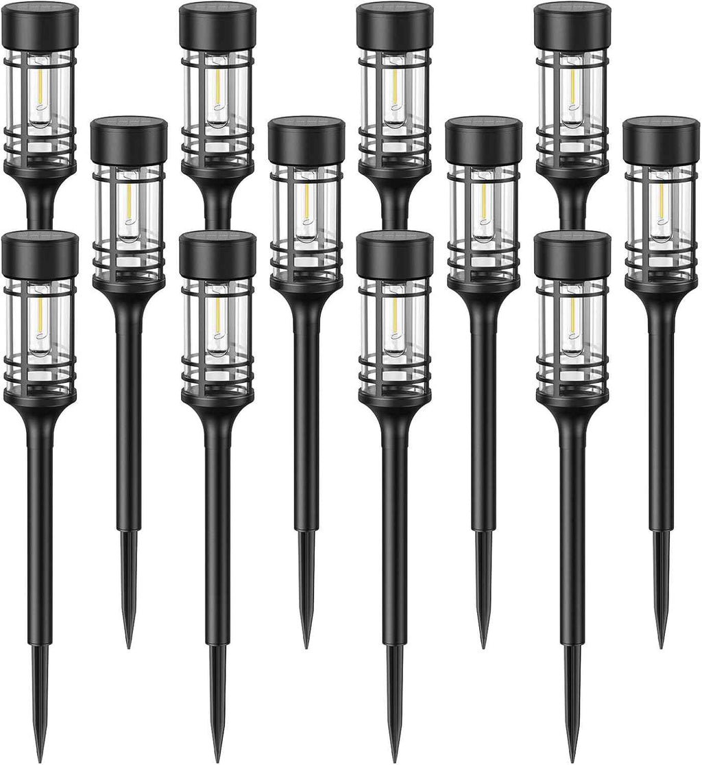 LETMY 12 Pack Solar Pathway Lights Outdoor, Solar Lights Outdoor Waterproof IP65, Bright Solar Garden Lights Outdoor, Auto On/Off Outdoor Solar Lights for Yard Walkway Driveway Landscape Garden Decor