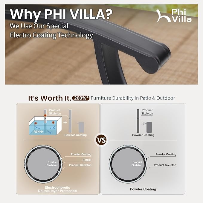 PHI VILLA Outdoor Patio Swivel Bar Stools Set of 4 - Image 9