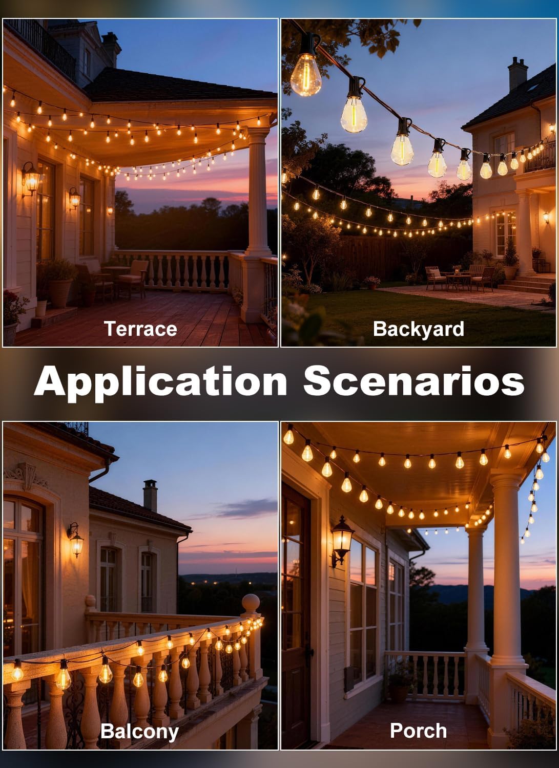 200FT Outdoor String Lights Waterproof, 76+2 Shatterproof S11 LED Bulbs, Extra Long Patio Lights for Outside, Bistro Cafe Decor, Backyard Garden Hanging Lights, Outside Fence Light String