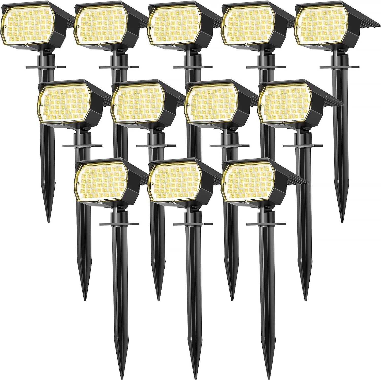 WENATY Solar Spot Lights Outdoor Waterproof Spotlights 12 Pack Warm White | 46LED, 3 Mode, Auto On/Off Landscape Spotlights Solar Powered Flood Lights for Outside Pathway Yard Garden House Walkway Tree