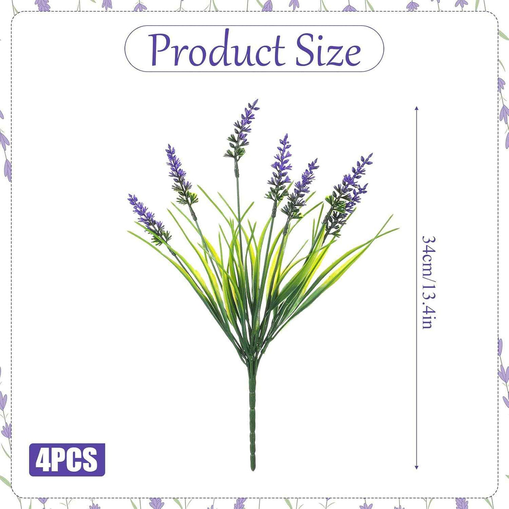 4 Bundles Fake Monkey Grass, 13.5inch UV Resistant Lavender, Faux Monkey Grass Greenery Stems, Artificial Lavender Flower for Pot Planter Filler Patio Garden Porch Decor, Purple Green