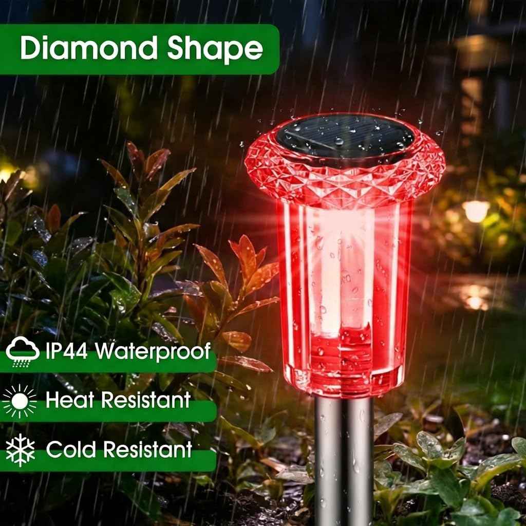 Eyrosa Solar Outdoor Lights, 10 Pack Solar Pathway Lights Outdoor Waterproof, Stainless Steel Stake Lighting for Garden Yard Path Walkway Driveway Patio Lawn Outside Decor,Color Changing