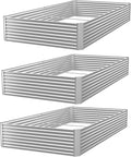 3 Pack 8x4FT Raised Beds for Gardening, Corrugated Galvanized Steel Raised by OZMSHF