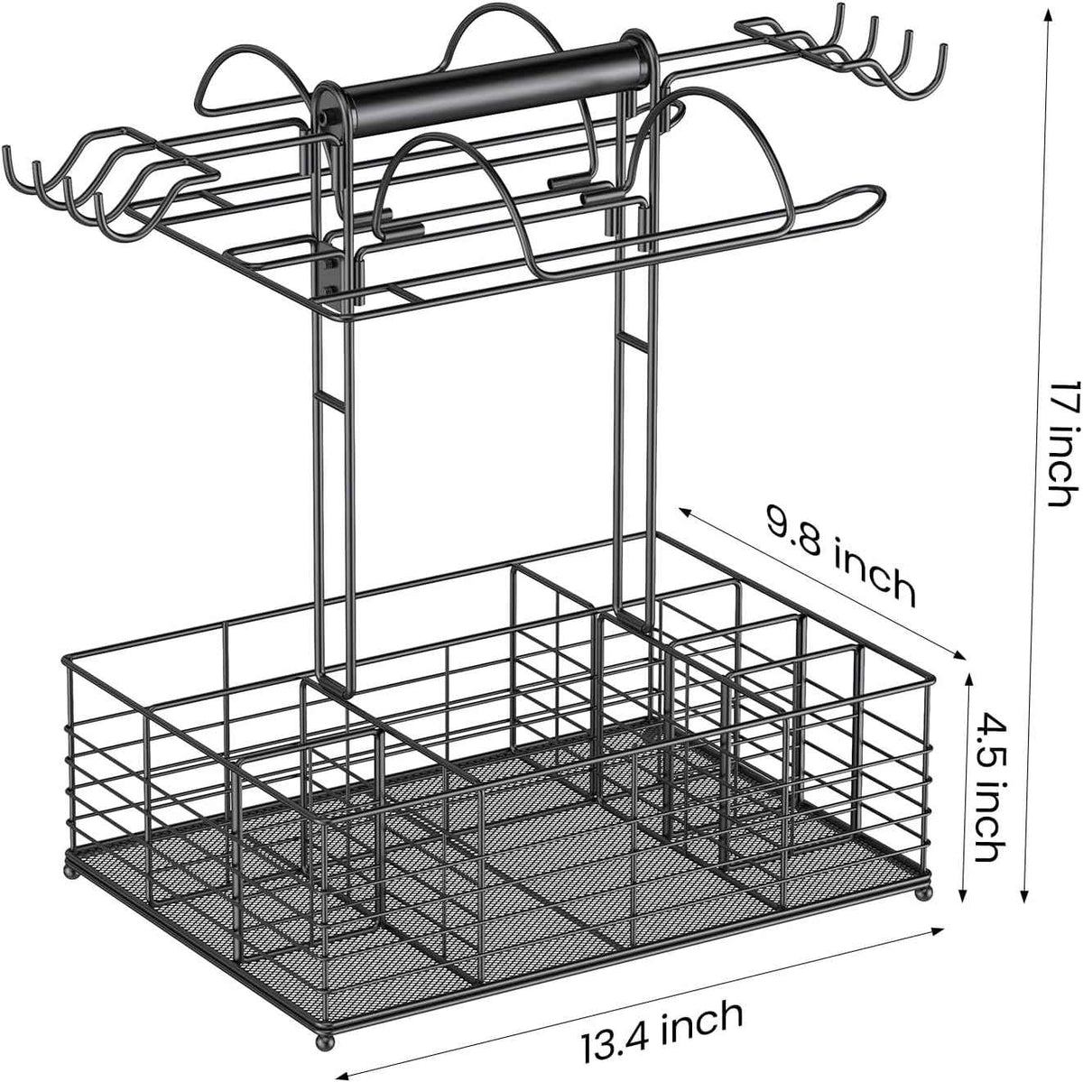 Grill Caddy for Outdoor Grill with 2 Paper Towel Holders,Barbecue Tool Sets Storage Organizer,BBQ Caddy for Outdoor Grill with 9 Compartments & 8 Hooks,Picnic Caddy Grilling Gifts for Men