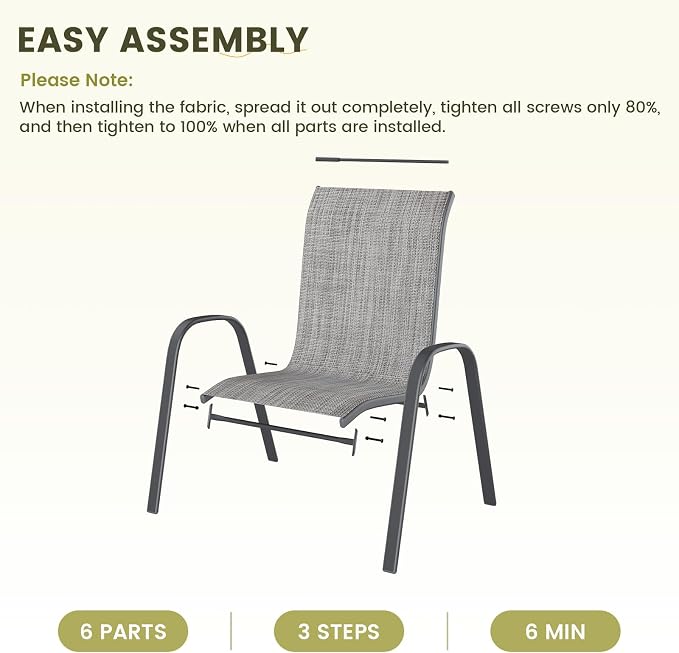 UDPATIO Patio Chairs Set of 4, Stackable Outdoor Dining Chairs - Image 8