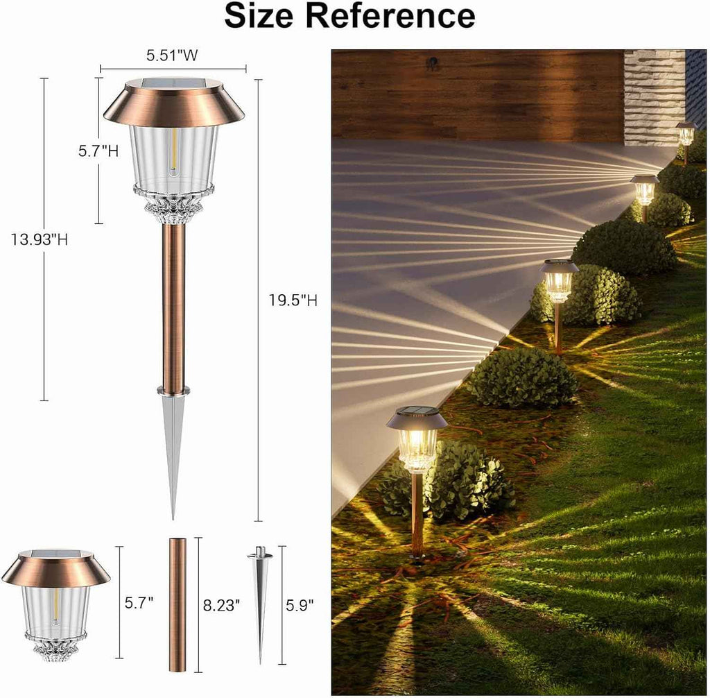 XMCOSY+ Solar Pathway Lights Outdoor - 6 Pack Solar Garden Lights, 10-40 LM Dimmable Solar Lights Outdoor Waterproof Auto On/Off IP 65 Solar Powered Landscape Lighting for Patio Walkway Driveway | Aluminum Metal Glass 40 LM Dimmable 8-12 Hours Brightne...