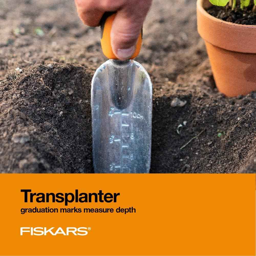 Fiskars 3-Piece Garden Hand Tools Set w/ Trowel, Transplanter & Cultivator