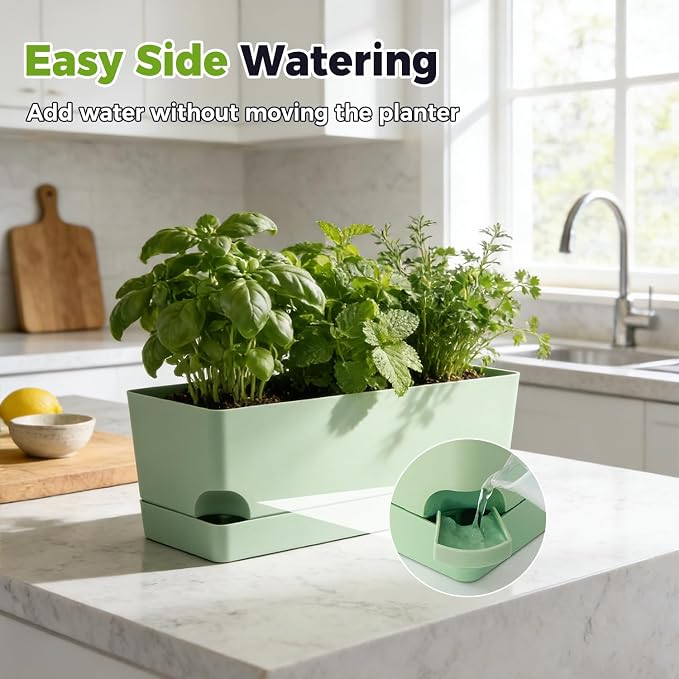 4 Pack Self Watering Pots for Indoor Plants 17 Inches Window Boxes Planters - Image 5