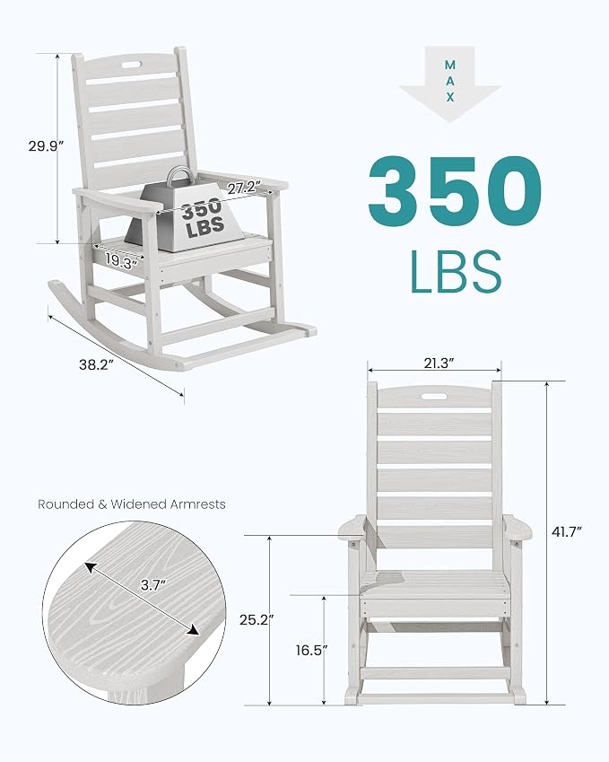 SERWALL HDPE Outdoor Rocking Chair, Oversized Rocking Chair - Image 3