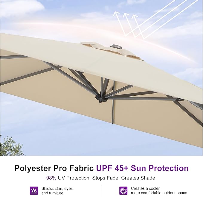 PURPLE LEAF 10' X 13' Patio Umbrella Outdoor Cantilever Rectangle Umbrella - Image 4