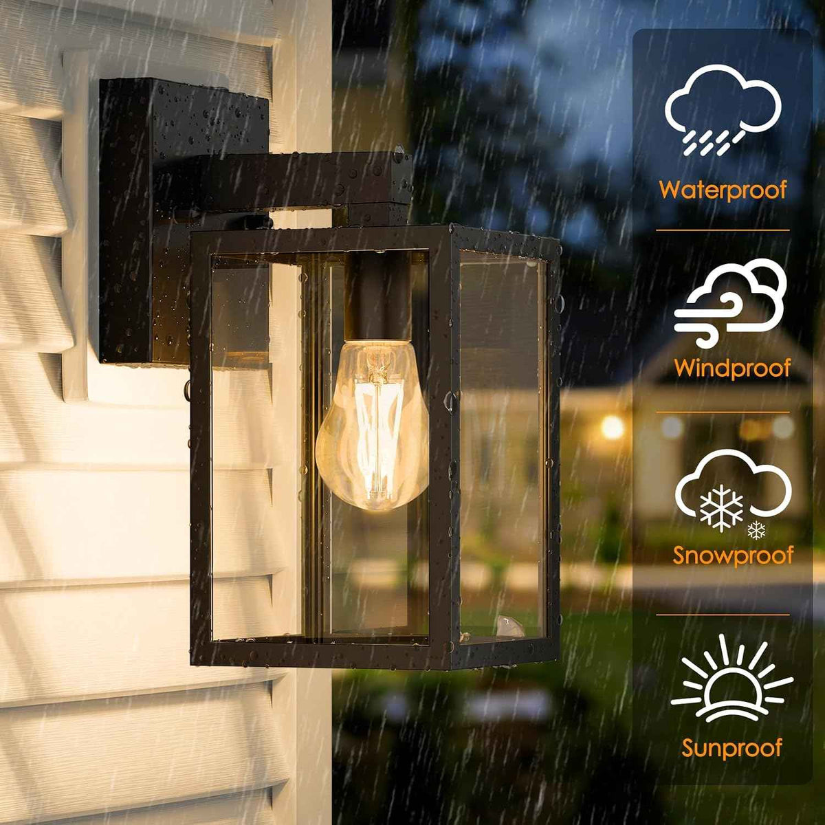 MATAMEYE Outdoor Wall Lantern, Waterproof Exterior Wall Sconce Light Fixture, Black Front Door Lamp, Anti-Rust E26 Socket Porch Lighting