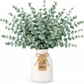 Sukh 24pcs Artificial Eucalyptus Stems - Faux Eucalyptus Branches Decor | Realistic Fake Greenery Plant, Flower Bouquet for Vase Filler, Wedding Centerpiece, Christmas, Home Indoor Outdoor Decoration