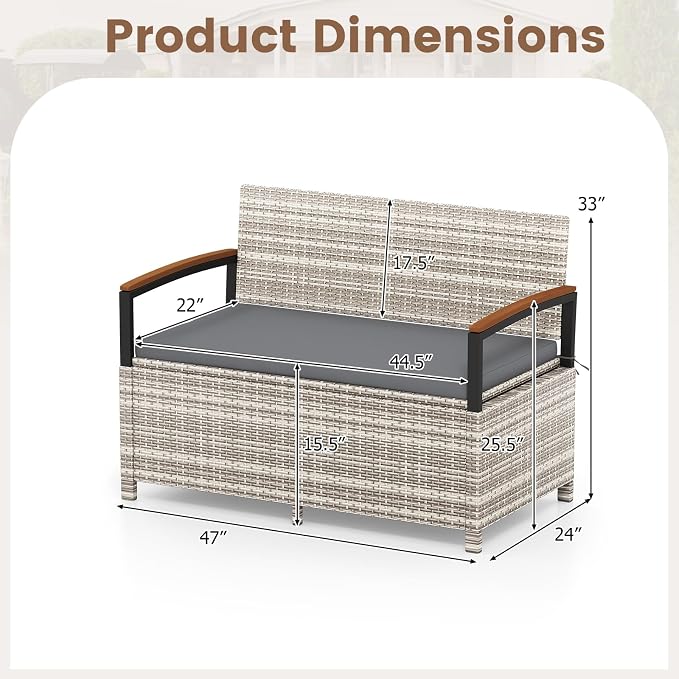 Tangkula 46 Gallon Outdoor Bench - Image 2