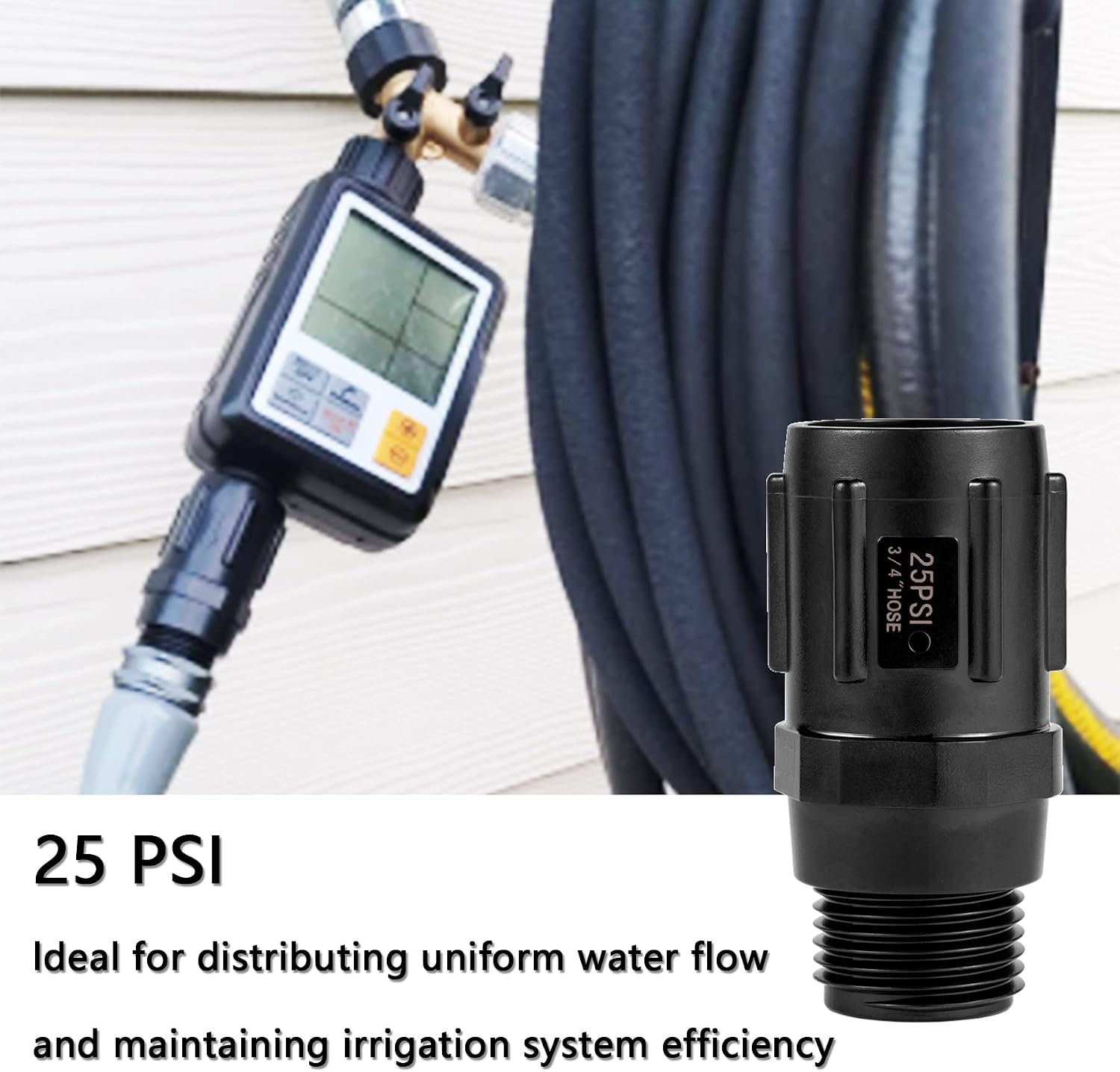 2pcs Garden Hose Pressure Regulator 25 PSI, 3/4" FHT × 3/4“ MHT, Pressure Reducer, Great for Drip Irrigation System Distributing Regulator drip Irrigation Parts emitters for drip line (2 Pack)