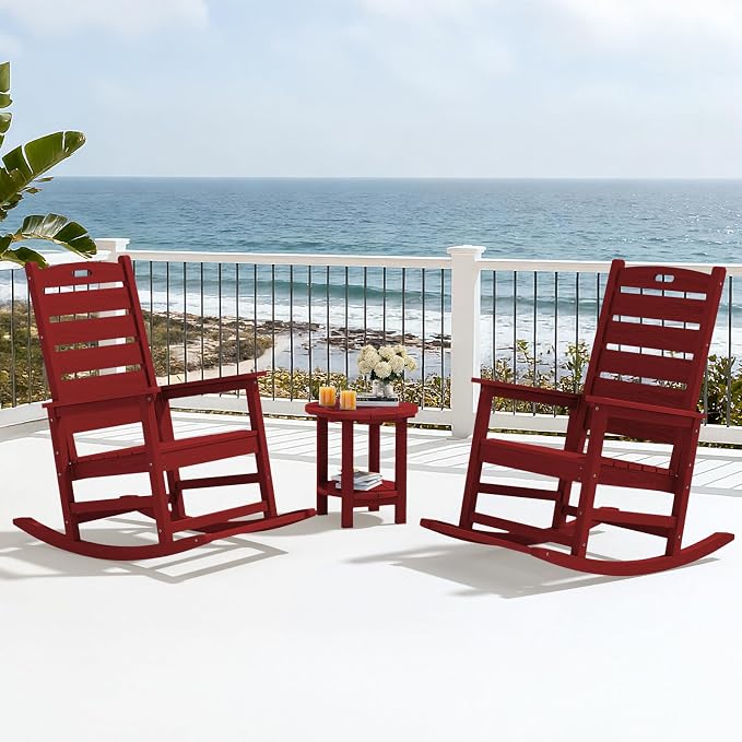 SERWALL Outdoor Rocking Chair Set of 4, Oversized HDPE Patio Rocking Chair - Image 10