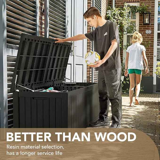 Devoko 150 Gallon Deck Box Resin Outdoor Storage Box Waterproof Storage